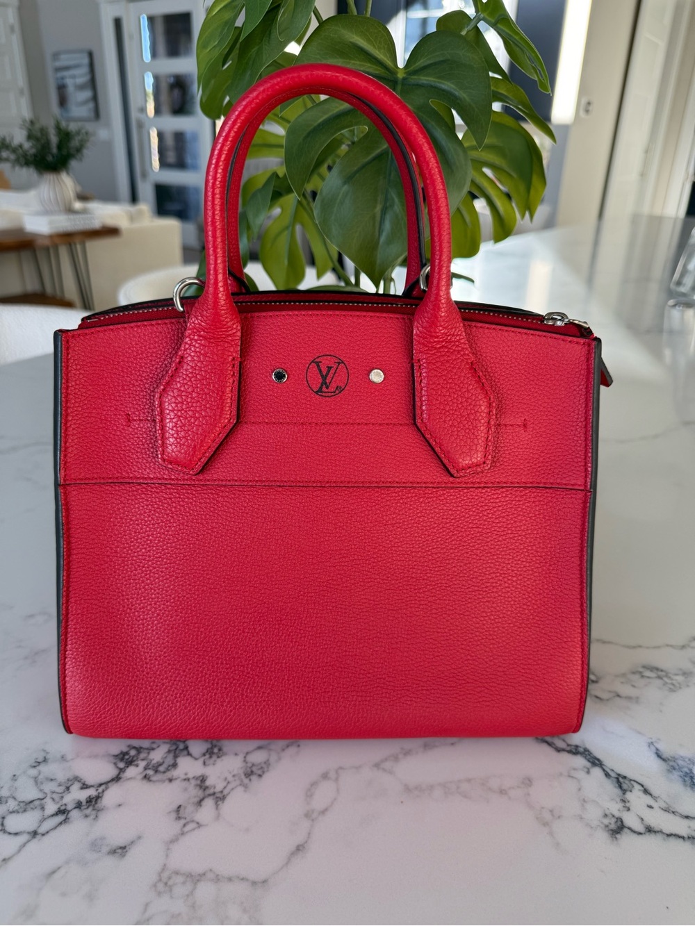 Louis Vuitton City Steamer PM Red Taurillon Leather Bag